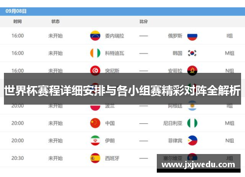世界杯赛程详细安排与各小组赛精彩对阵全解析